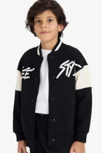 DeFacto Printed College Collar Bomber Cardigan Boy - Image 2