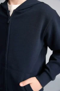 DeFacto School Hooded Basic Zipper Pocket Sweatshirt Cardigan Boy - Image 4