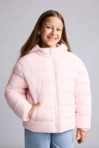 DeFacto Water Repellent Zippered Pocket Puffer Coat Girl - Image 3