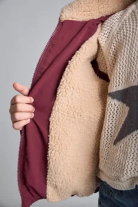 DeFacto Plush Collar Quilted Zipper Burgundy Girl's Coat H8014A8/BR170 - Image 3