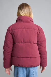 DeFacto Plush Collar Quilted Zipper Burgundy Girl's Coat H8014A8/BR170 - Image 4
