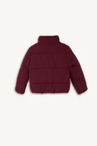 DeFacto Plush Collar Quilted Zipper Burgundy Girl's Coat H8014A8/BR170 - Image 7