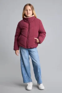 DeFacto Plush Collar Quilted Zipper Burgundy Girl's Coat H8014A8/BR170 - Image 8