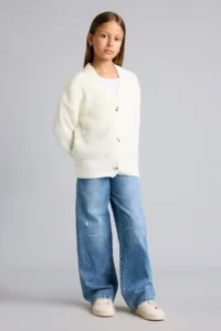 DeFacto Ribbed Knitwear Basic Cardigan Girls' - Image 2