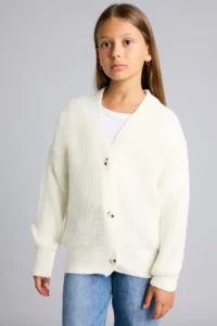 DeFacto Ribbed Knitwear Basic Cardigan Girls' - Image 3