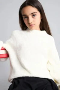 DeFacto Ribbed Knitted Crew Neck Basic Sweater Girl