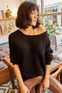 Olalook Women Black Thessaloniki Casual Knitwear Sweater