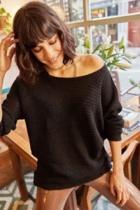 Olalook Women Black Thessaloniki Casual Knitwear Sweater - Image 2
