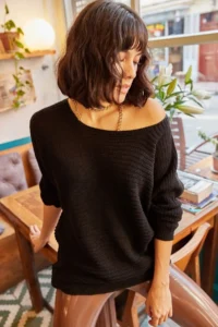 Olalook Women Black Thessaloniki Casual Knitwear Sweater - Image 4