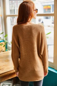 Olalook Women's Brown Selanik Loose Knitwear Sweater - Image 6