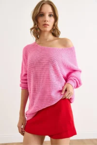 Olalook Women Fuchsia Thessaloniki Casual Knitwear Sweater
