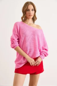 Olalook Women Fuchsia Thessaloniki Casual Knitwear Sweater - Image 4