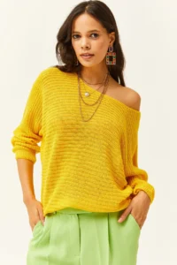 Olalook Women Yellow Thessaloniki Salaş Knitwear Sweater