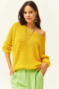 Olalook Women Yellow Thessaloniki Salaş Knitwear Sweater - Image 2