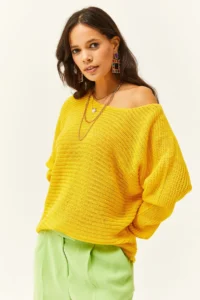 Olalook Women Yellow Thessaloniki Salaş Knitwear Sweater - Image 3