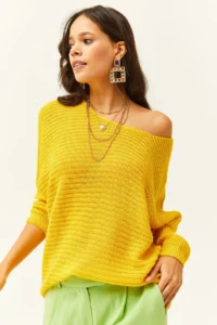 Olalook Women Yellow Thessaloniki Salaş Knitwear Sweater - Image 4