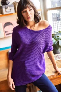 Olalook Women Purple Thessaloniki Casual Knitwear Sweater - Image 2