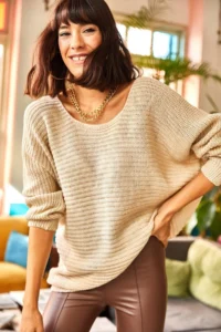 Olalook Women Stone Thessaloniki Casual Knitwear Sweater