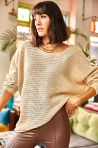 Olalook Women Stone Thessaloniki Casual Knitwear Sweater - Image 3