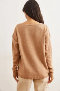 Olalook Women's Biscuit V-Neck Soft Textured Knitwear Sweater - Image 6