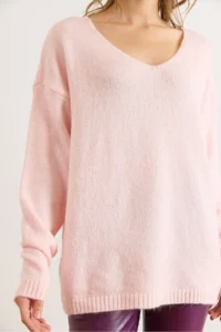 Olalook Women's Powder V-Neck Soft Textured Knitwear Sweater - Image 6