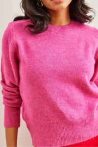 Olalook Women's Fuchsia Crew Neck Soft Textured Basic Knitwear Sweater - Image 5