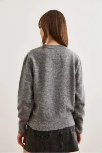 Olalook Women's Gray Crew Neck Soft Textured Basic Knitwear Sweater - Image 5