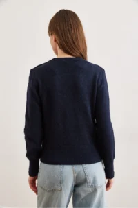 Olalook Women's Navy Blue Crew Neck Soft Textured Basic Knitwear Sweater - Image 7