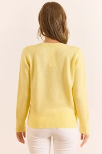 Olalook Women's Yellow Crew Neck Soft Textured Basic Knitwear Sweater - Image 2