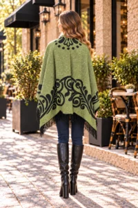 nehir eşarp Sequined Double Sided Shoulder Shawl Poncho Patterned - Image 3