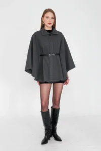 SevdeUgur Women Arched Bowl Poncho GRAY anthracite/ Sevde Ugur - Image 2