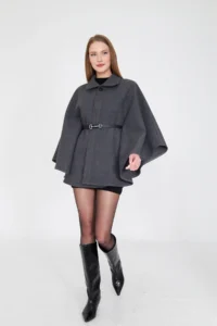 SevdeUgur Women Arched Bowl Poncho GRAY anthracite/ Sevde Ugur - Image 3