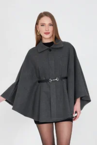 SevdeUgur Women Arched Bowl Poncho GRAY anthracite/ Sevde Ugur - Image 5