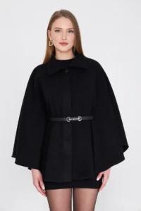 SevdeUgur Women Arched Bowl Poncho Black / Sevde Ugur - Image 3