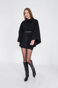 SevdeUgur Women Arched Bowl Poncho Black / Sevde Ugur - Image 4