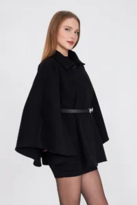 SevdeUgur Women Arched Bowl Poncho Black / Sevde Ugur - Image 5