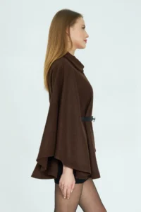 SevdeUgur Women Arched Bowl Poncho Brown / Sevde Ugur - Image 4