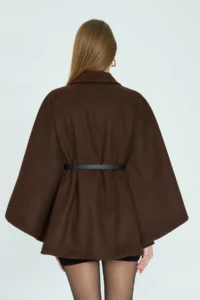 SevdeUgur Women Arched Bowl Poncho Brown / Sevde Ugur - Image 5