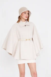 SevdeUgur Women Arched Bowl Poncho Cream / Sevde Ugur - Image 4