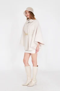SevdeUgur Women Arched Bowl Poncho Cream / Sevde Ugur - Image 6