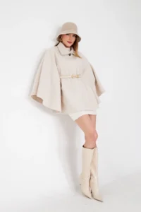 SevdeUgur Women Arched Bowl Poncho Cream / Sevde Ugur - Image 7