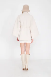 SevdeUgur Women Arched Bowl Poncho Cream / Sevde Ugur - Image 8