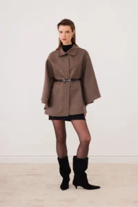 SevdeUgur Women Arched Bowl Poncho Mink - Sevde Ugur - Image 3