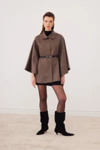 SevdeUgur Women Arched Bowl Poncho Mink - Sevde Ugur - Image 5