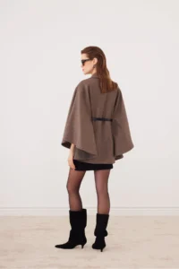 SevdeUgur Women Arched Bowl Poncho Mink - Sevde Ugur - Image 6