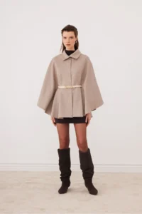 SevdeUgur Women's Belted Stash Poncho Cold Brown - Mocha / Sevde Ugur - Image 2