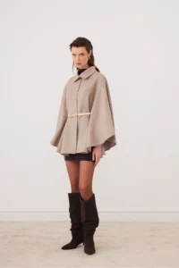 SevdeUgur Women's Belted Stash Poncho Cold Brown - Mocha / Sevde Ugur - Image 5
