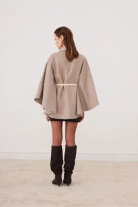 SevdeUgur Women's Belted Stash Poncho Cold Brown - Mocha / Sevde Ugur - Image 8