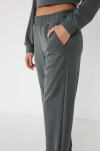 No Matter What Women's Soft Textured Waist Adjustable  Sweatpants with Elastic Legs - Image 3
