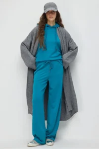 No Matter What Women's Soft Textured Waist Adjustable Wide Leg  Sweatpants